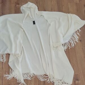 East 5th Cream Fringe Poncho